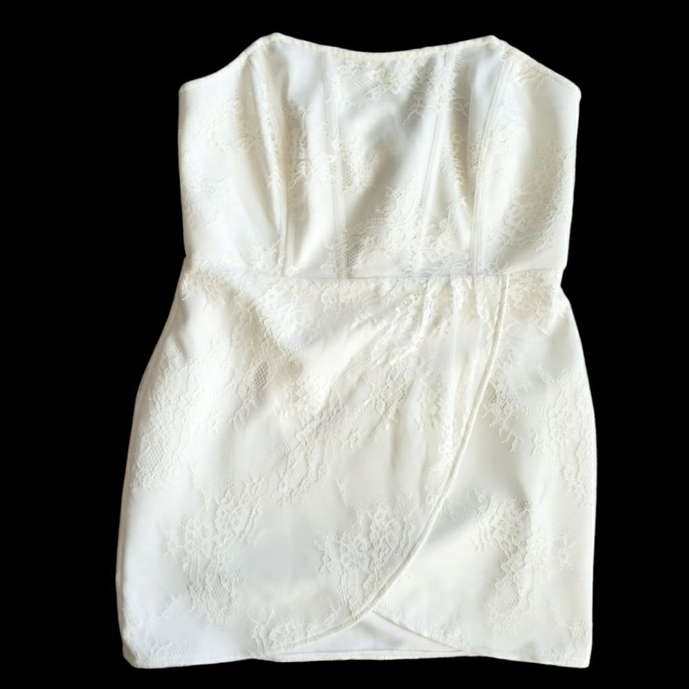 White Strapless Lace Mini Corset Dress Bridal Coquettegirl Clubbing Bodycon Glam